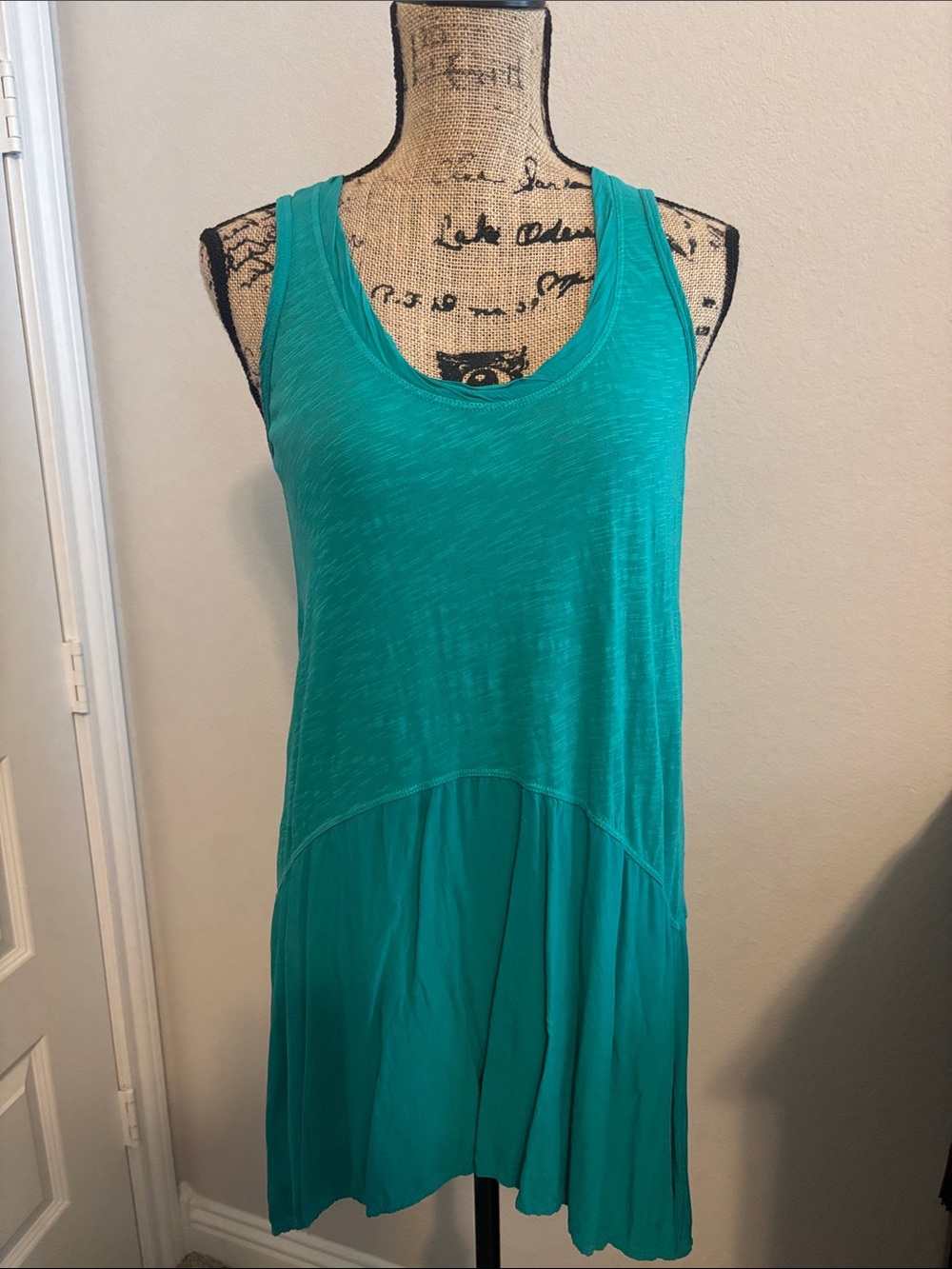 Anthropologie Left of Center Sleeveless Green Cover-Up Tank Dress